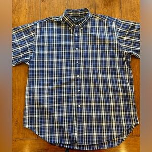 Ralph Lauren Bartlett Mens XL Multi Color Blue Plaid Short Sleeve Shirt EUC